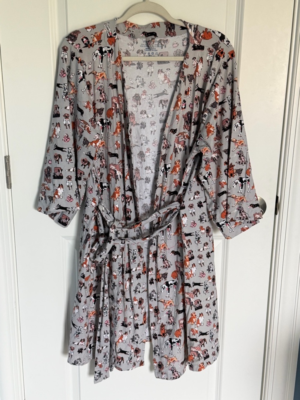 Vera Bradley Gray Dog Show Knit Robe Size S/M 54510 - Picture 2 of 13